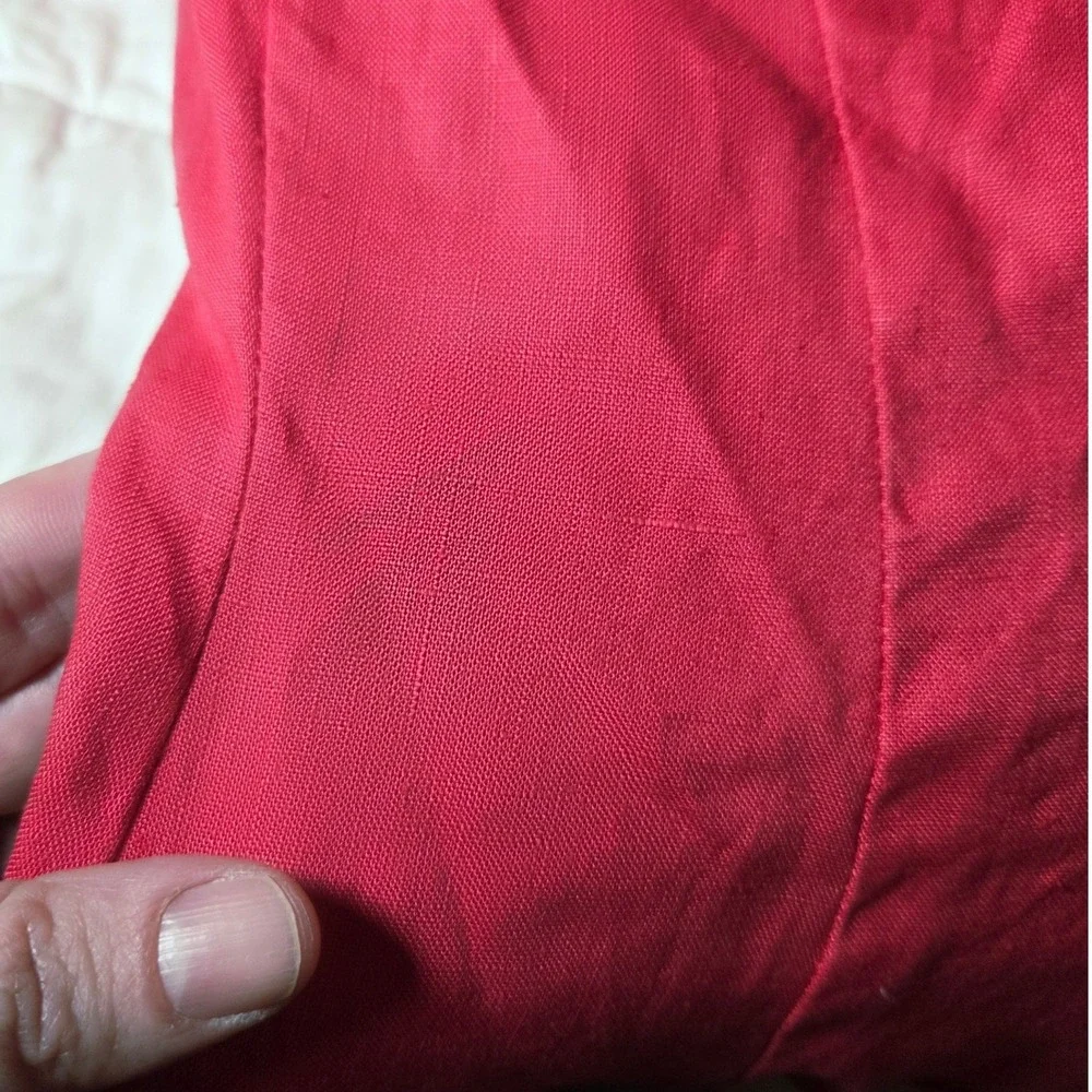 Karen Alexander Boston Proper Red Linen Halter Maxi‎ Dress Lace Back L - Picture 10 of 10